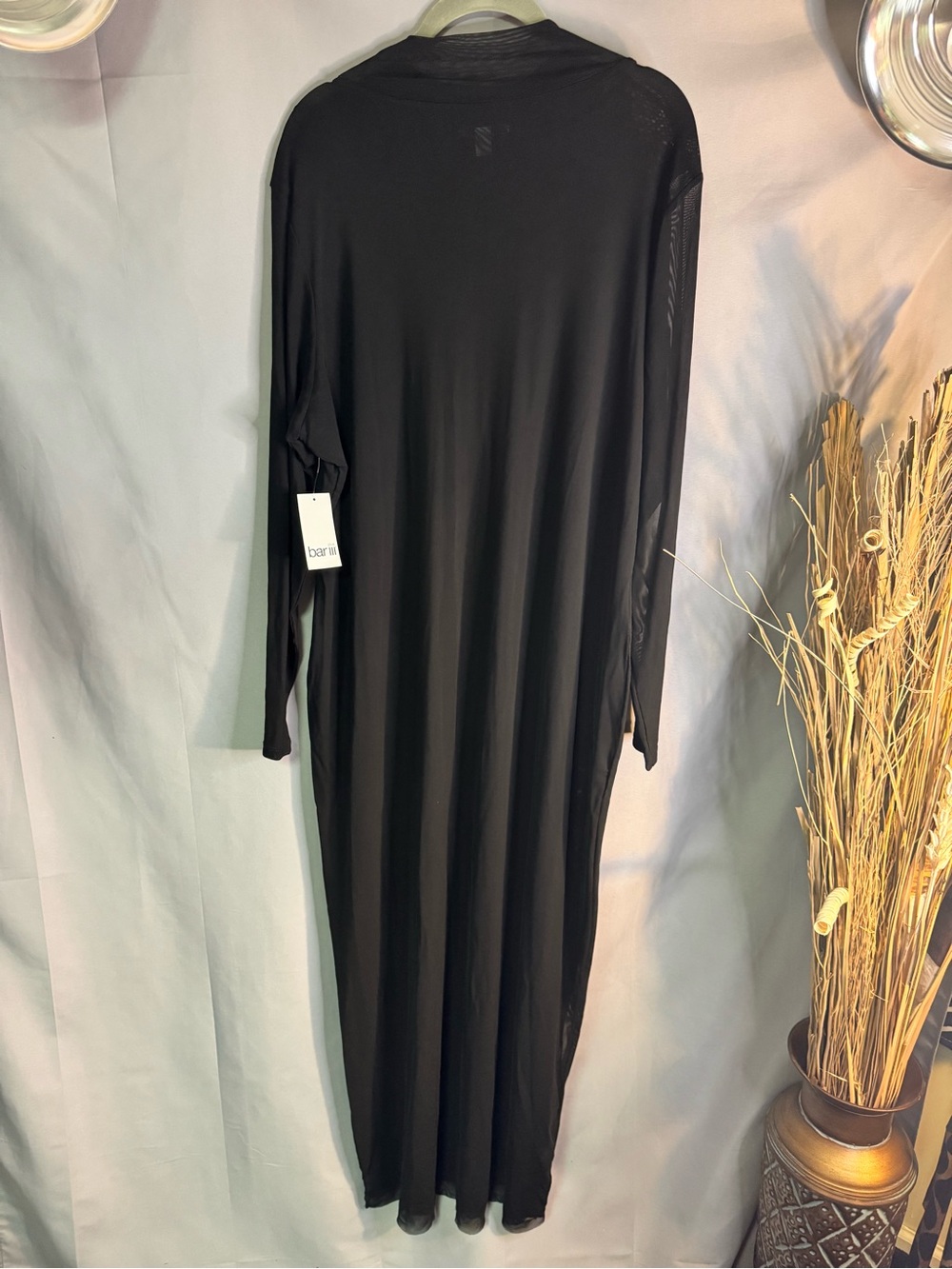 Bar III Mesh Black Long Sleeve Maxi Dress